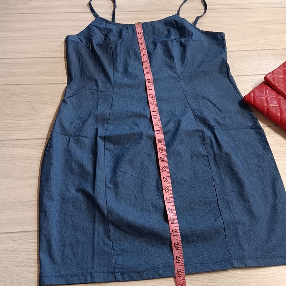 Plus Size Women Elegant Basic Denim Sleeveless Bodycon Slip Dress - Picture 3 of 16